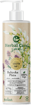 FARMONA HERBAL CARE,odżywczy balsam bursztynowy z olejkiem bergamotowym, Bałtycka Plaża,przód