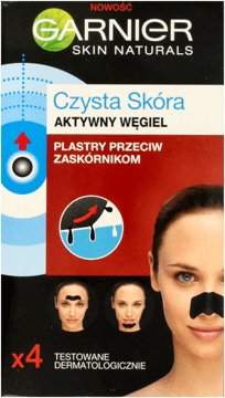 GARNIER,plastry przeciw zaskórnikom, aktywny węgiel,przód