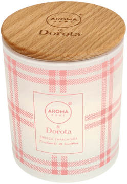AROMA HOME & DOROTA,świeca zapachowa, truskawka ze śmietaną,przód