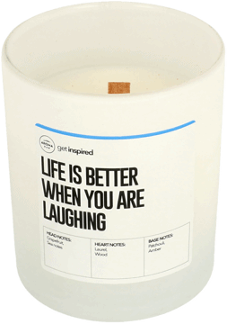 AROMA HOME,świeca zapachowa, life is better when you are laughing,przód