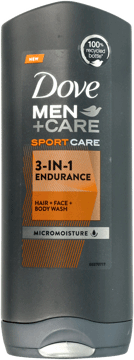 DOVE MEN+CARE,żel pod prysznic do mycia ciała twarzy i włosów, 3w1, Sport Care,przód