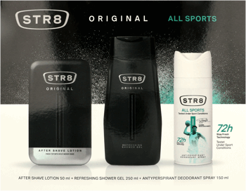STR8,woda po goleniu 50 ml + żel pod prysznic 250 ml + antyperspirant 150 ml,przód