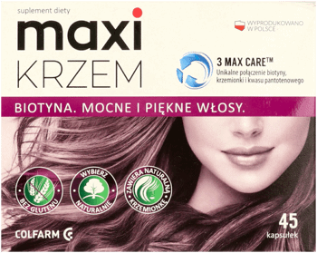 MAXI KRZEM,suplement diety, Biotyna, Mocne i piękne włosy suplement diety,przód