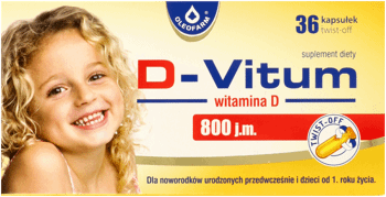 D-VITUM,suplement diety dla noworodków urodzonych przedwcześnie i dzieci od 1. roku życia,przód