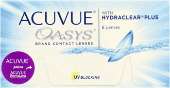 ACUVUE OASYS,soczewki kontaktowe z filtrem UV, moc: -0.75,przód