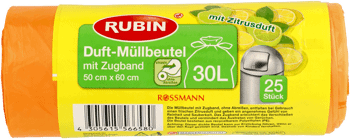 RUBIN,worki na śmieci z taśmą, poj. 30 L,przód