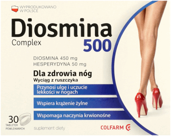 DIOSMINA,suplement diety, Diosmina 500 Complex,przód