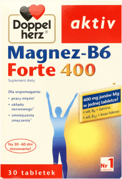 DOPPELHERZ,tabletki Magnez-B6 Forte 400, suplement diety,przód