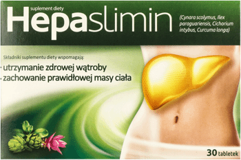 HEPASLIMIN,tabletki utrzymanie zdrowej wątroby, suplement diety,przód