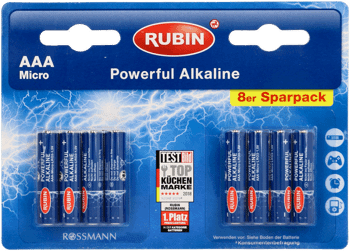 RUBIN,baterie alkaliczne AAA LR03,przód