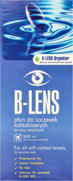 B-LENS,wielofunkcyjny płyn do soczewek kontaktowych do oczu wrażliwych,przód