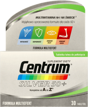 CENTRUM,suplement diety z witaminami i minerałami dla osób 50+,przód