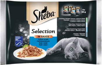 SHEBA,karma pełnoporcjowa, mokra dla dorosłych kotów, rybne smaki,przód