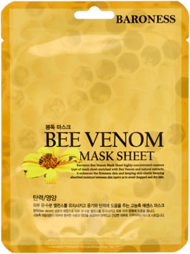 BARONESS,maska w płachcie do twarzy z jadem pszczelim,przód