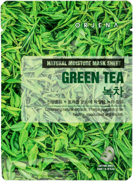 ORJENA,maska w płachcie z zielonej herbaty, kojąco- oczyszczająca,przód