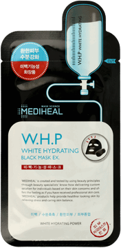 MEDIHEAL,maseczka do twarzy w płachcie, czarna, nawilżająca, W.H.P White Hydrating,przód