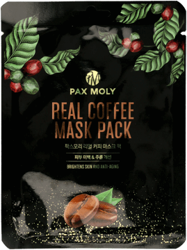 PAX MOLY,maska w płachcie z ekstraktem z kawy odmładzajaco- rozświetlająca,przód