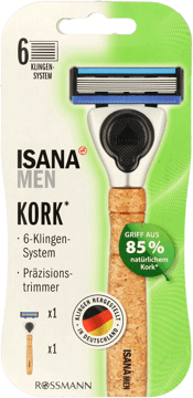 ISANA MEN,maszynka do golenia 6-ostrzowa, jednorazowa, z korkowym uchwytem, dla mężczyzn,przód
