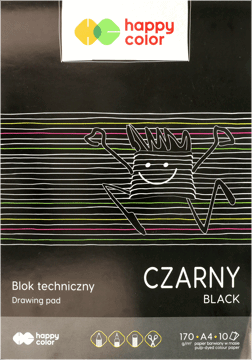 HAPPY COLOR,blok techniczny, czarny, A4 10 kartek,przód