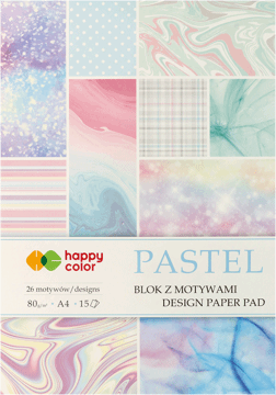 HAPPY COLOR,blok z motywami pastel A4, 15 kartek,przód