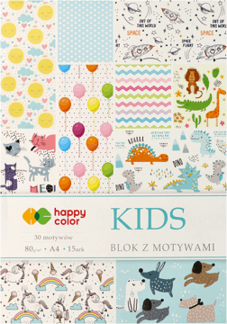 HAPPY COLOR,blok z motywami kids, A4, 15 kartek,przód