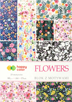 HAPPY COLOR,blok z motywem kwiatów, A4, 15 kartek,przód
