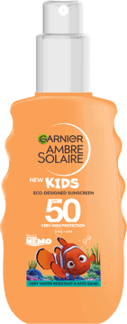 GARNIER AMBRE SOLAIRE,ochronny spray przeciwsłoneczny do opalania dla dzieci, SPF 50+,przód