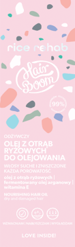 HAIRBOOM,olej do włosów odżywczy, z otrąb ryżowych, włosy suche i zniszczone, każda porowatość,przód