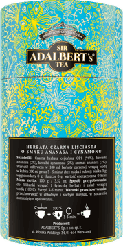SIR ADALBERT'S TEA,herbata liściasta Pineapple & Cinnamon Black tea,tył