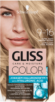 SCHWARZKOPF GLISS COLOR,farba do włosów trwała, nr 9-16 Ultra Jasny Chłodny Blond,przód