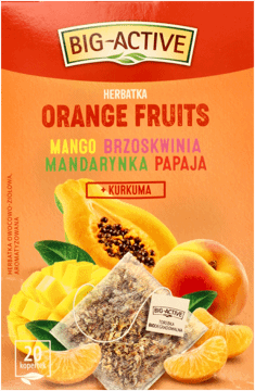 BIG-ACTIVE,herbatka Orange Fruits, mango brzoskwinia, mandarynka, papaja,przód