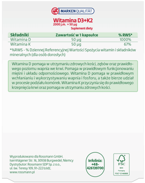 ALTAPHARMA,suplement diety witamina D3+K2,tył