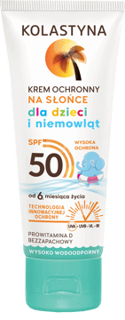 KOLASTYNA,krem ochronny na słońce, dla dzieci i niemowląt od 6. m-ca życia, SPF 50,przód