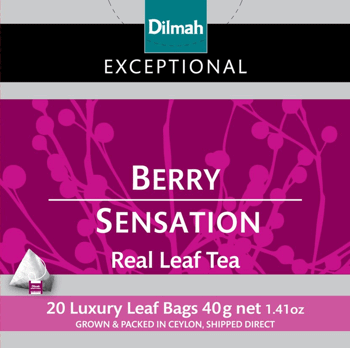 DILMAH,herbata cejlońska, czarna herbata, malina i jagoda, Berry Sensation,przód