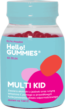 HELLO! GUMMIES,suplement diety w żelkach multiwitamina dla dzieci,przód