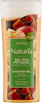 JOANNA NATURIA,odświeżający żel po prysznic mango i papaja, mini,przód