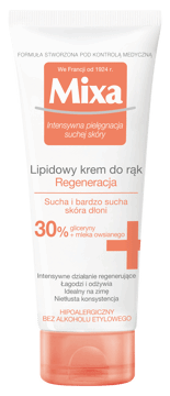 MIXA,krem do rąk lipidowy, sucha i bardzo sucha skóra dłoni,przód