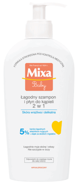 MIXA BABY,łagodny szampon i płyn do kąpieli, 2w1,przód