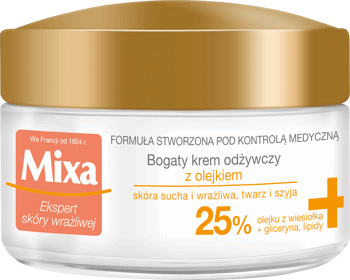 MIXA,krem do twarzy bogaty, odżywczy z olejkiem, skóra wrażliwa i bardzo sucha,kompozycja-1