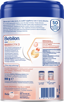 BEBILON,odżywcza formuła na bazie mleka dla dzieci powyżej 1. roku życia, 3,tył