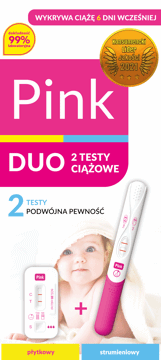 PINK,test ciążowy strumieniowy i płytkowy,przód