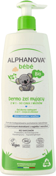 ALPHANOVA BEBE,żel myjący do ciała i włosów dla niemowląt oraz noworodków, 2w1,przód