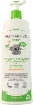 ALPHANOVA BEBE,żel myjący do ciała, twarzy i włosów dla niemowląt oraz noworodków,przód