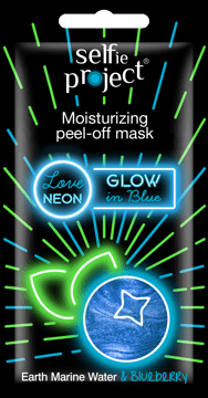 SELFIE PROJECT,nawilżająca maseczka peel-off Glow in Blue,przód
