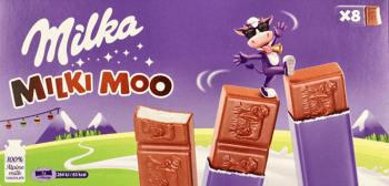 MILKA,batoniki z czekolady mlecznej z mleka alpejskiego,przód
