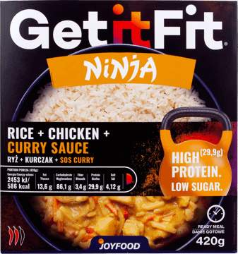 GET IT FIT,ryż z kurczakiem z sosem curry,przód