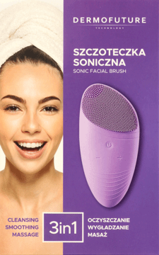 DERMOFUTURE,szczoteczka soniczna do twarzy 3 w 1, fioletowa,przód