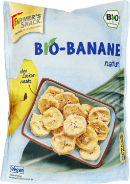 FARMER'S SNACK,banany organiczne w plasterkach,przód