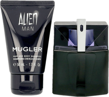 MUGLER,woda perfumowana dla mężczyzn 50 ml + szampon do włosów i ciała 50 ml + kosmetyczka,kompozycja-1