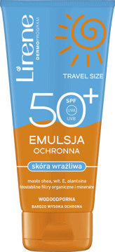LIRENE,emulsja ochronna skóra wrażliwa, bardzo wysoka ochrona, SPF 50+,przód